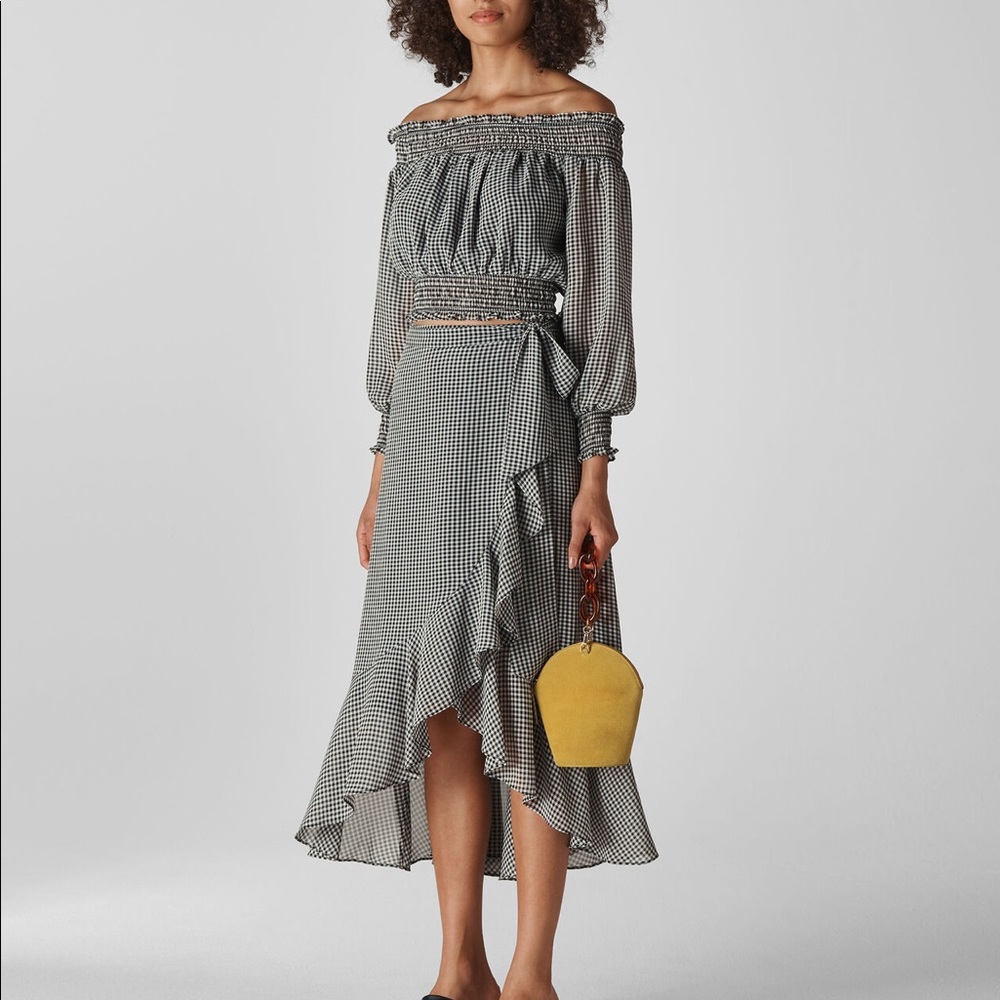 Whistles Gingham Printed Midi Skirt